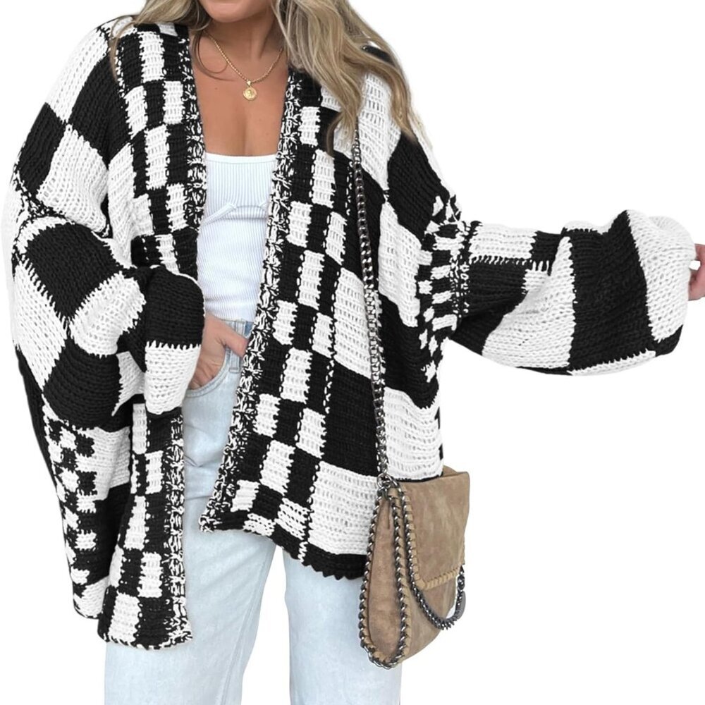 Brand New Casual Cardigan Sweater For Women Fall 2025 Small Black Cozy Open Fron